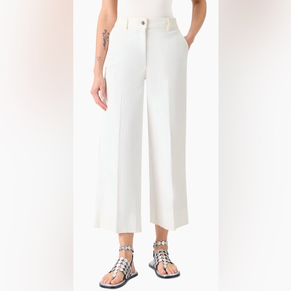 Akris Ecru High Rise Wide Leg Silouhette Jean